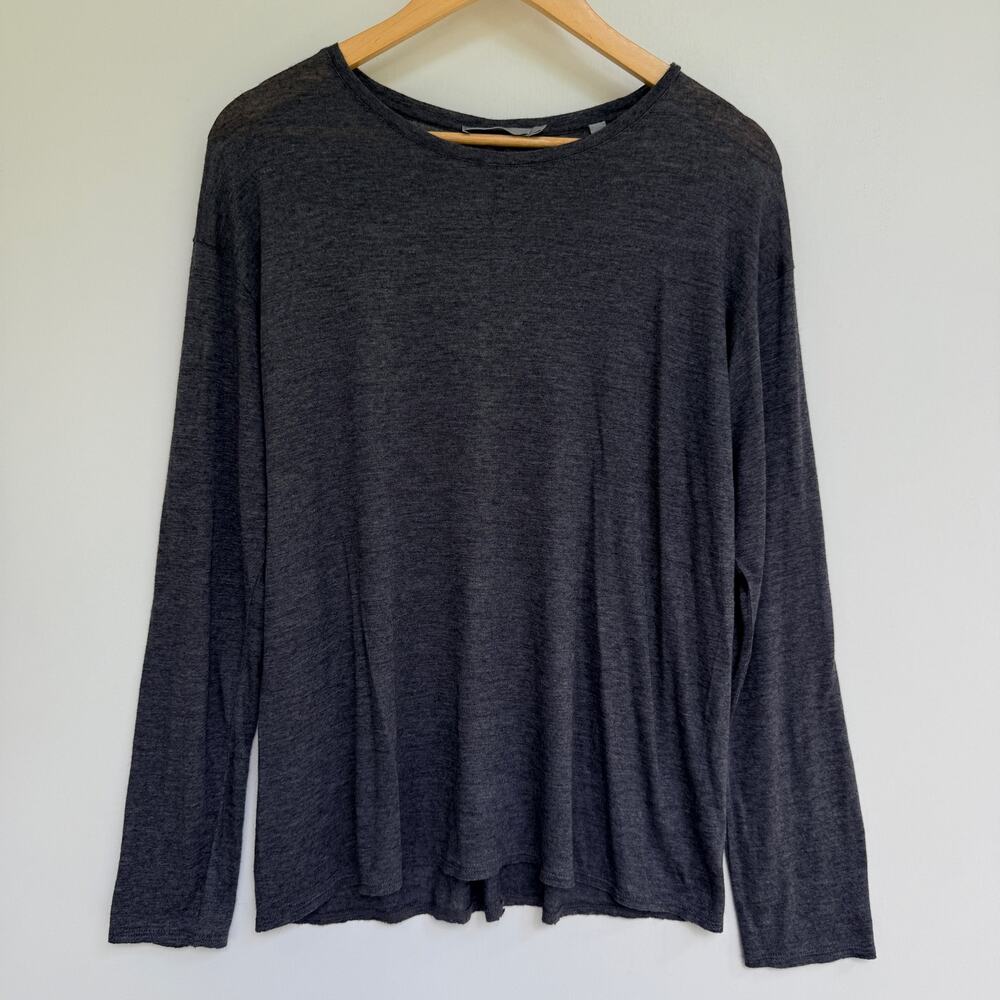 Vince Angora Blend Gray Long Sleeve Top Pullover Knit Sweater Charcoal Small